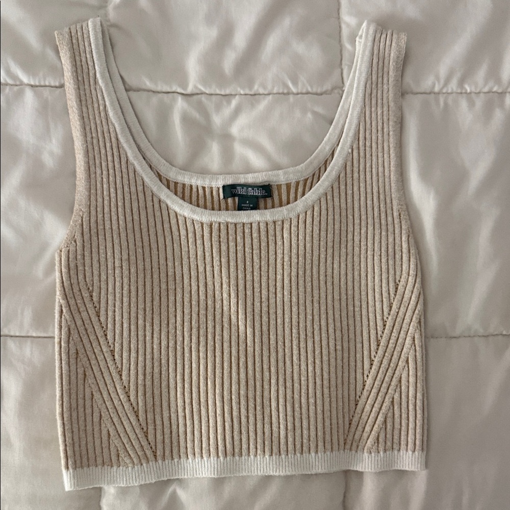 Wild Fable Beige Ribbed Crop Top